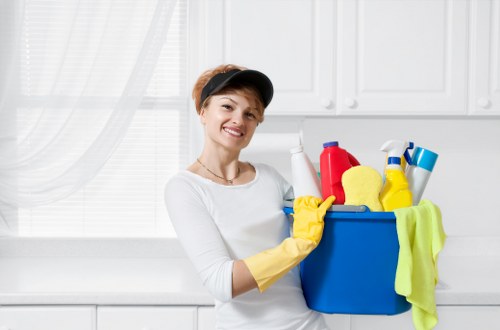 Cleaner handling waste disposal procedures in line with regulations
