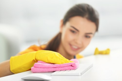 Bedroom dusting and floor cleaning for Acton rental property
